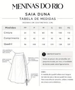 infográfico técnico da saia duna
